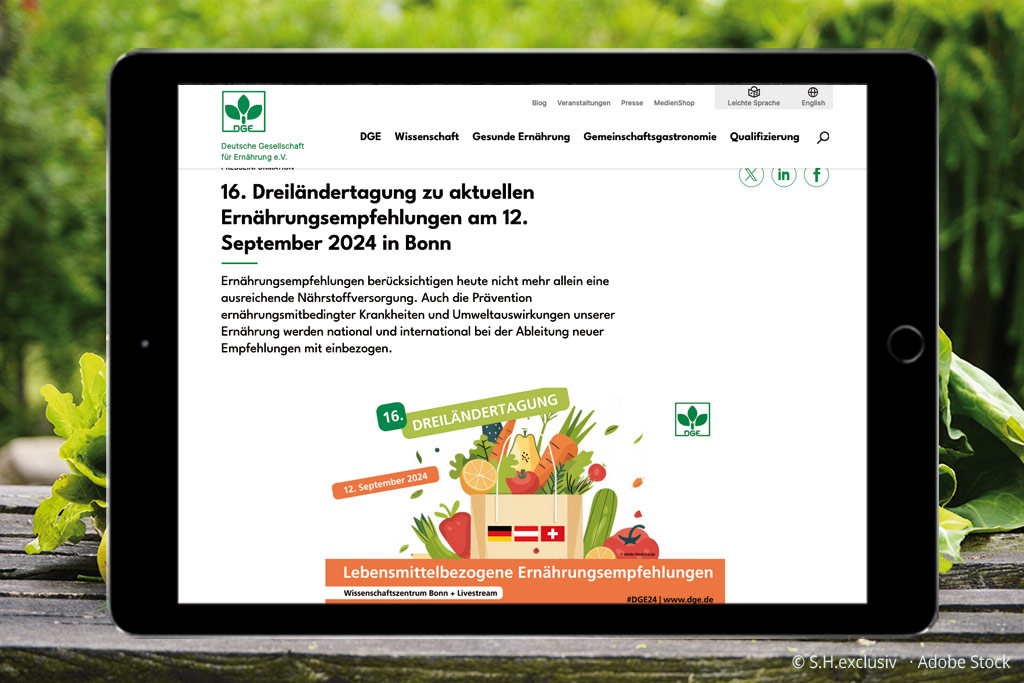 Screenshot der Website der DGE